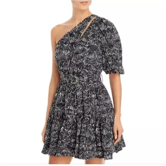 Johnathan Simkhai Adriana Abstract Print One Shoulder Dress Swim Cover-Up - Picture 8 of 11